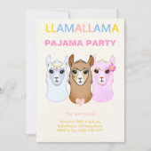 Uitnodiging voor Llama Pyjama Feestje (Voorkant)