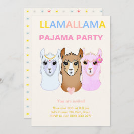 Uitnodiging voor Llama Pyjama Feestje
