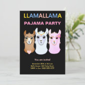 Uitnodiging voor Llama Pyjama Feestje (Staand voorkant)