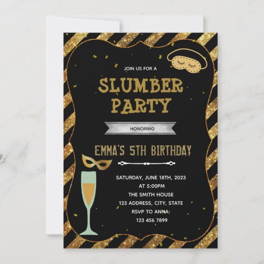 Uitnodiging voor logeerpartij op oudejaarsavond (Voorkant)