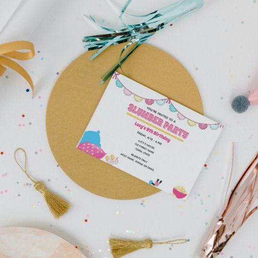 Uitnodiging voor logeerpartij voor meisjes