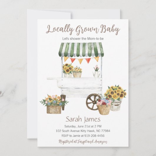 Uitnodiging voor lokaal geteeld Baby shower (Voorkant)