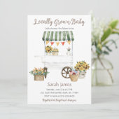 Uitnodiging voor lokaal geteeld Baby shower (Staand voorkant)