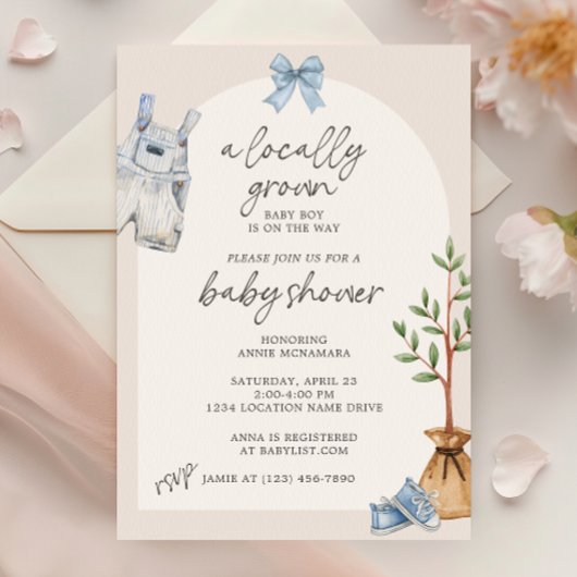 Uitnodiging voor lokaal geteeld Baby shower