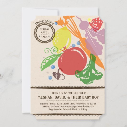 Uitnodiging voor lokaal geteeld Baby shower (Voorkant)