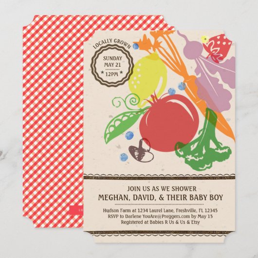 Uitnodiging voor lokaal geteeld Baby shower (Voorkant / Achterkant)