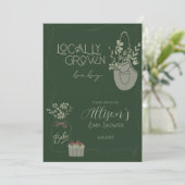 Uitnodiging voor lokaal geteeld Baby shower (Staand voorkant)