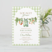 Uitnodiging voor lokaal geteeld Baby shower (Staand voorkant)