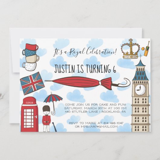 Uitnodiging voor London Calling Party (Voorkant)