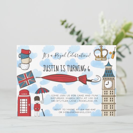 Uitnodiging voor London Calling Party (Staand voorkant)