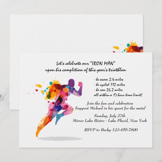 Uitnodiging voor lopend Man (Voorkant / Achterkant)