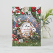 Uitnodiging voor Lost in Wonderland-feestje (Staand voorkant)
