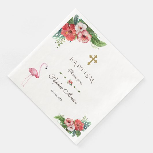 Uitnodiging voor Luau Flamingo Tropisch Bloemend D Servet (Hoek)