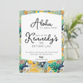 Uitnodiging voor Luau Party | Toucans & Ananas (Staand voorkant)