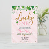 Uitnodiging voor lucky one-feestje (Staand voorkant)