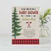 Uitnodiging voor Lumberjack Baby shower Party (Staand voorkant)