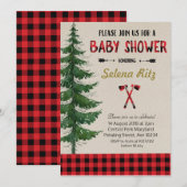 Uitnodiging voor Lumberjack Baby shower Party (Voorkant / Achterkant)