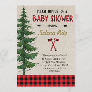 Uitnodiging voor Lumberjack Baby shower Party