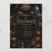Uitnodiging voor luxe gotisch Halloween-feest (Voorkant)