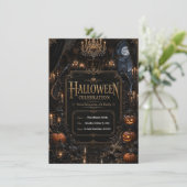 Uitnodiging voor luxe gotisch Halloween-feest (Staand voorkant)