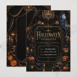 Uitnodiging voor luxe gotisch Halloween-feest