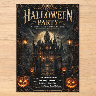 Uitnodiging voor luxe gotisch Halloween-feest