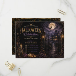 Uitnodiging voor luxe gotische Halloween-feest | B Briefkaart