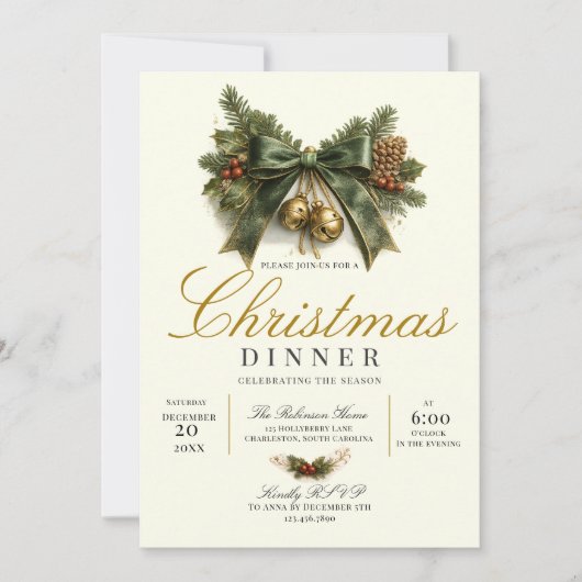 Uitnodiging voor luxe kerstdinermaal (Voorkant)