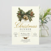 Uitnodiging voor luxe kerstdinermaal (Staand voorkant)