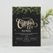 Uitnodiging voor luxe kerstfeest vakantiefeest (Staand voorkant)