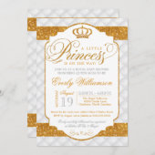 Uitnodiging voor luxe witte gouden babyshower voor (Voorkant / Achterkant)