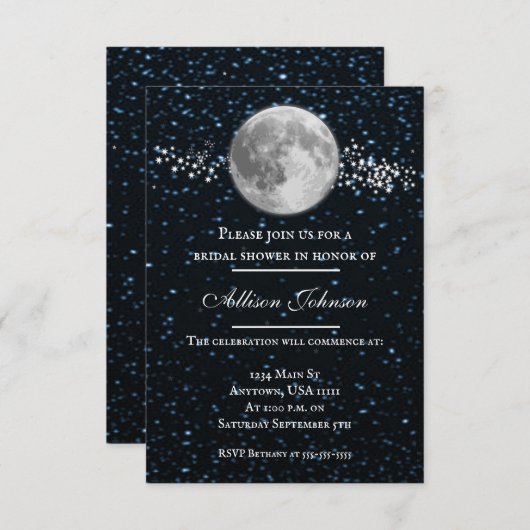Uitnodiging voor Maans Bruidsfeest (Voorkant / Achterkant)