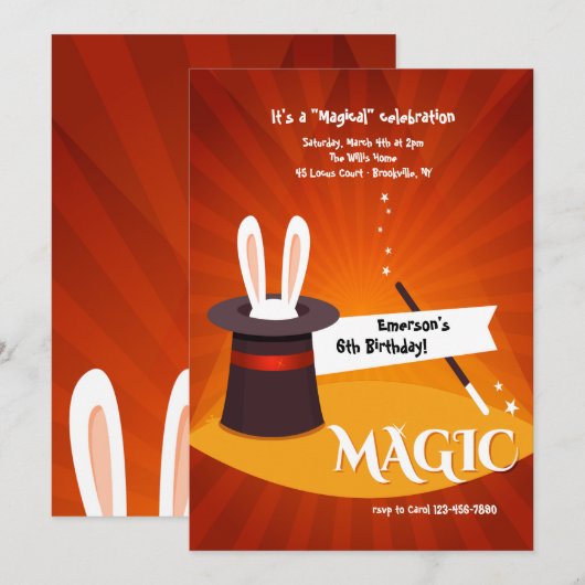 Uitnodiging voor Magic Show (Voorkant / Achterkant)