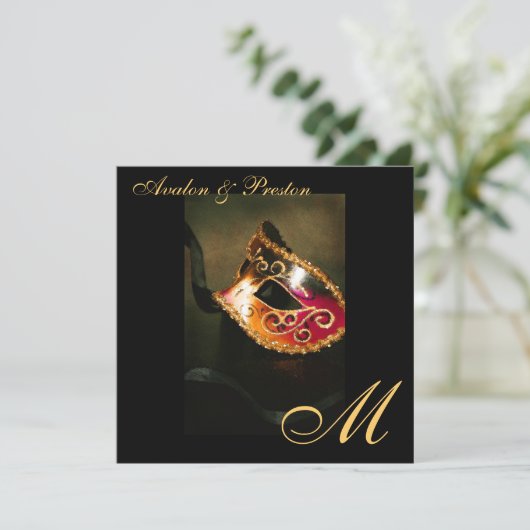 Uitnodiging voor magnifieke Masqurade-maskermonogr (Staand voorkant)