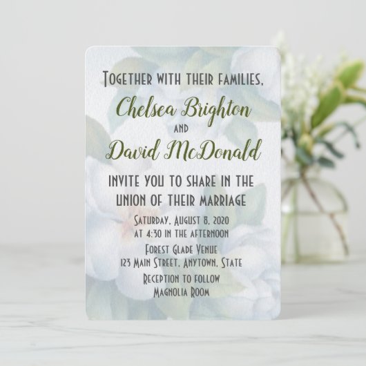 Uitnodiging voor Magnolia Wedding (Staand voorkant)