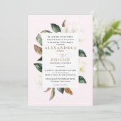 Uitnodiging voor Magnolia Wedding | Blush roze (Staand voorkant)