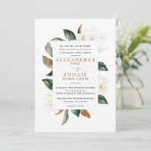 Uitnodiging voor Magnolia Wedding | wit (Staand voorkant)