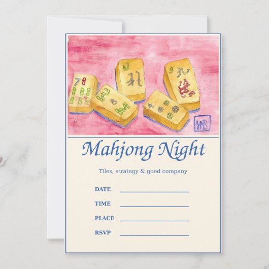 Uitnodiging voor Mahjong-avond (Voorkant)