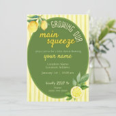 Uitnodiging voor Main Squeeze Lemon Baby Shower (Staand voorkant)