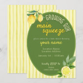 Uitnodiging voor Main Squeeze Lemon Baby Shower (Voorkant / Achterkant)
