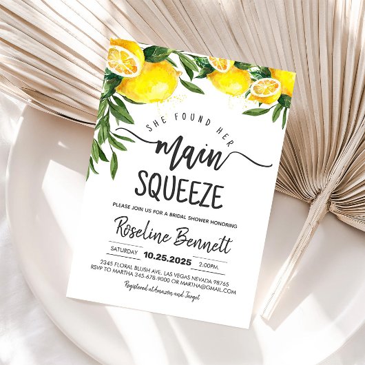 Uitnodiging voor Main Squeeze Lemon Bruidsfeest