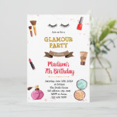 Uitnodiging voor make-up spa-slaapfeestje (Staand voorkant)
