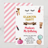 Uitnodiging voor make-up spa-slaapfeestje (Voorkant / Achterkant)