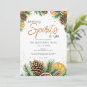 Uitnodiging voor 'Making Spirits Bright' Kerstfees (Staand voorkant)
