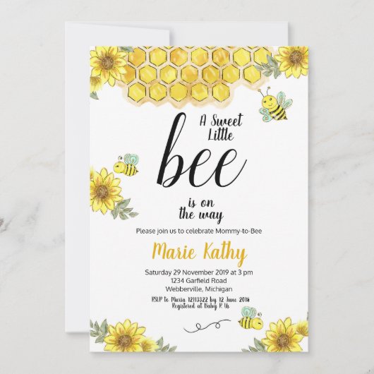 Uitnodiging voor mammie-tot-bijen Baby shower (Voorkant)