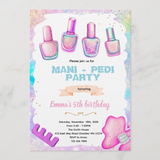 Uitnodiging voor manicure pedicure spa-feestje (Voorkant)