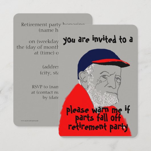 Uitnodiging voor mannelijke aftredingspartij (Voorkant / Achterkant)