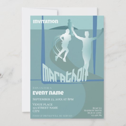 Uitnodiging voor marathonlopers evenement viering (Voorkant)