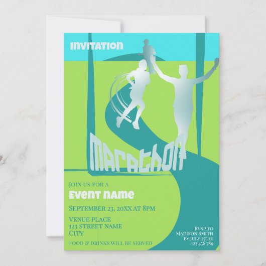 Uitnodiging voor marathonlopers evenement viering (Voorkant)