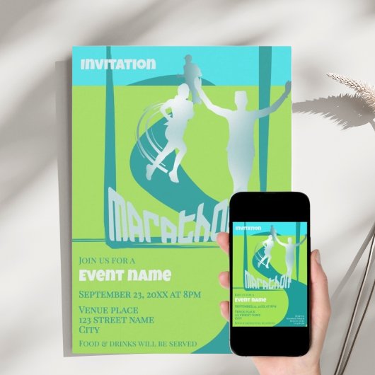 Uitnodiging voor marathonlopers evenement viering